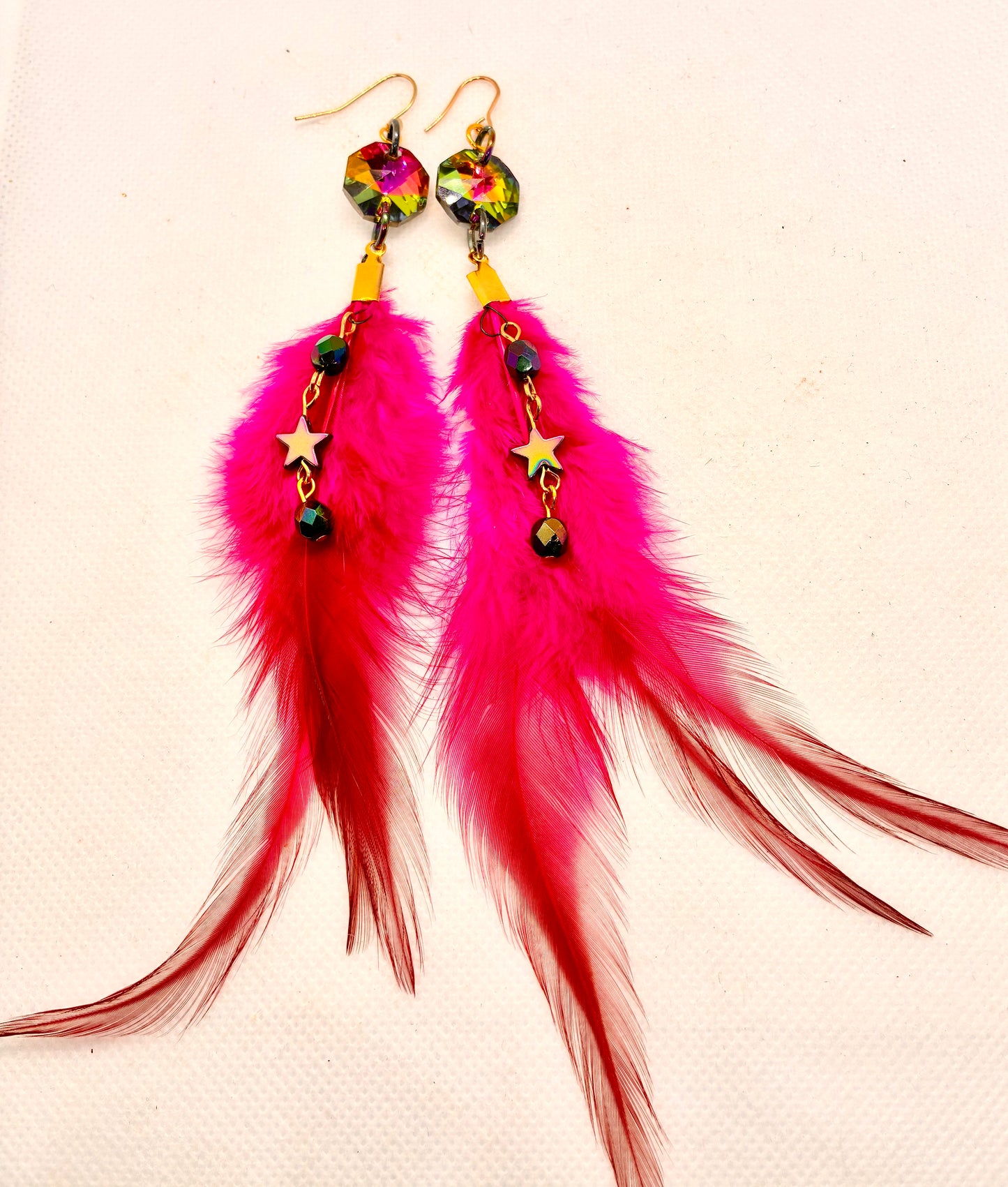 Fuschia Feather Earrings