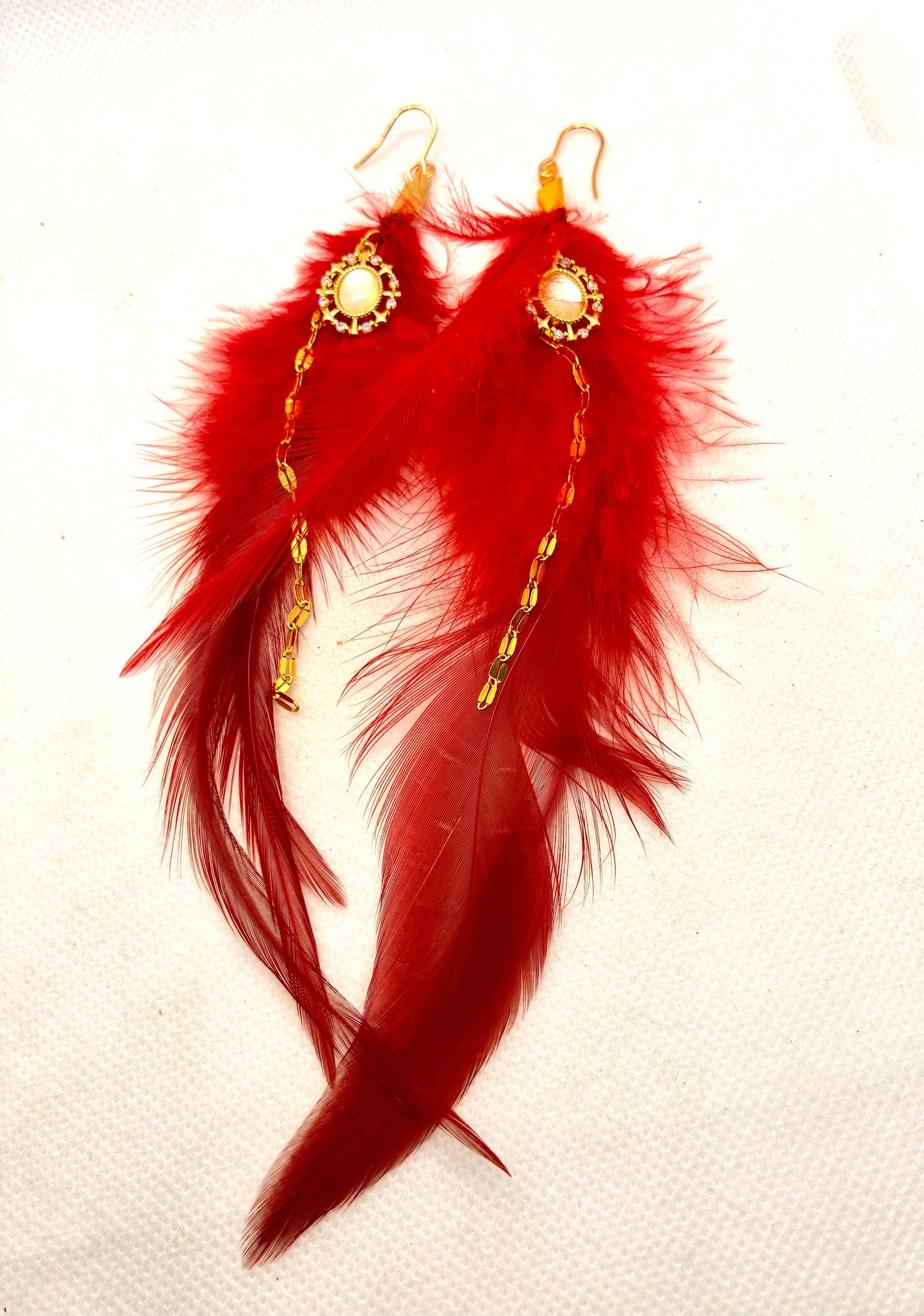 Red Feather Earrings