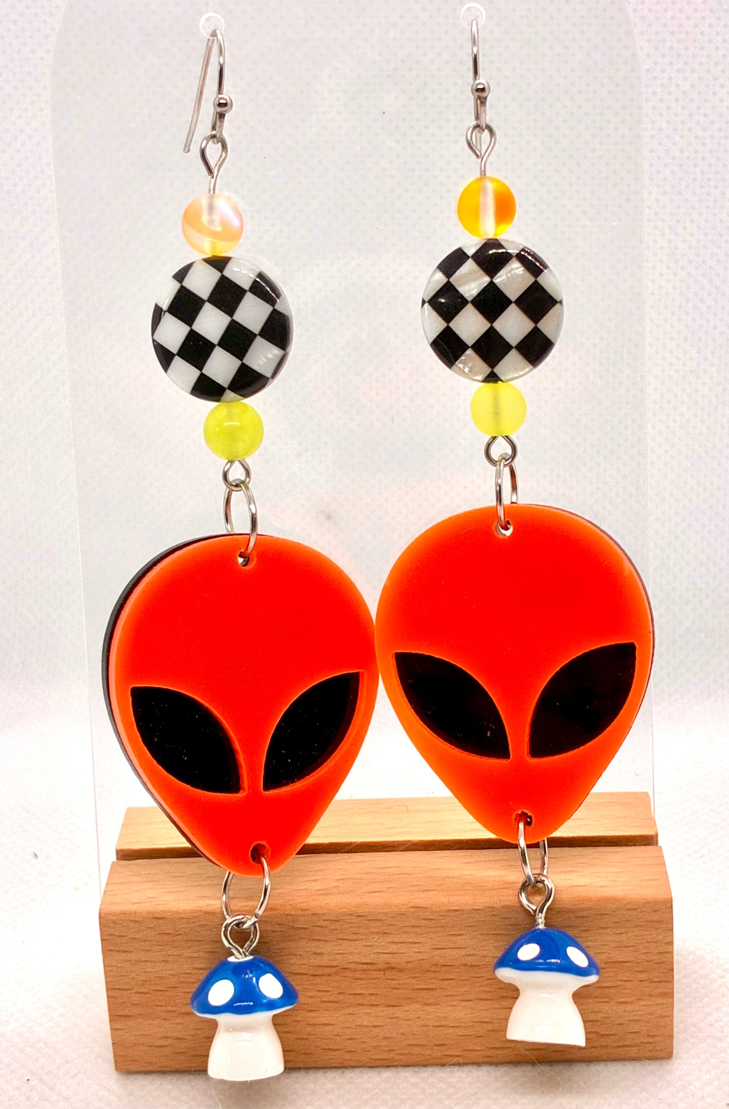 Orange Alien Earrings