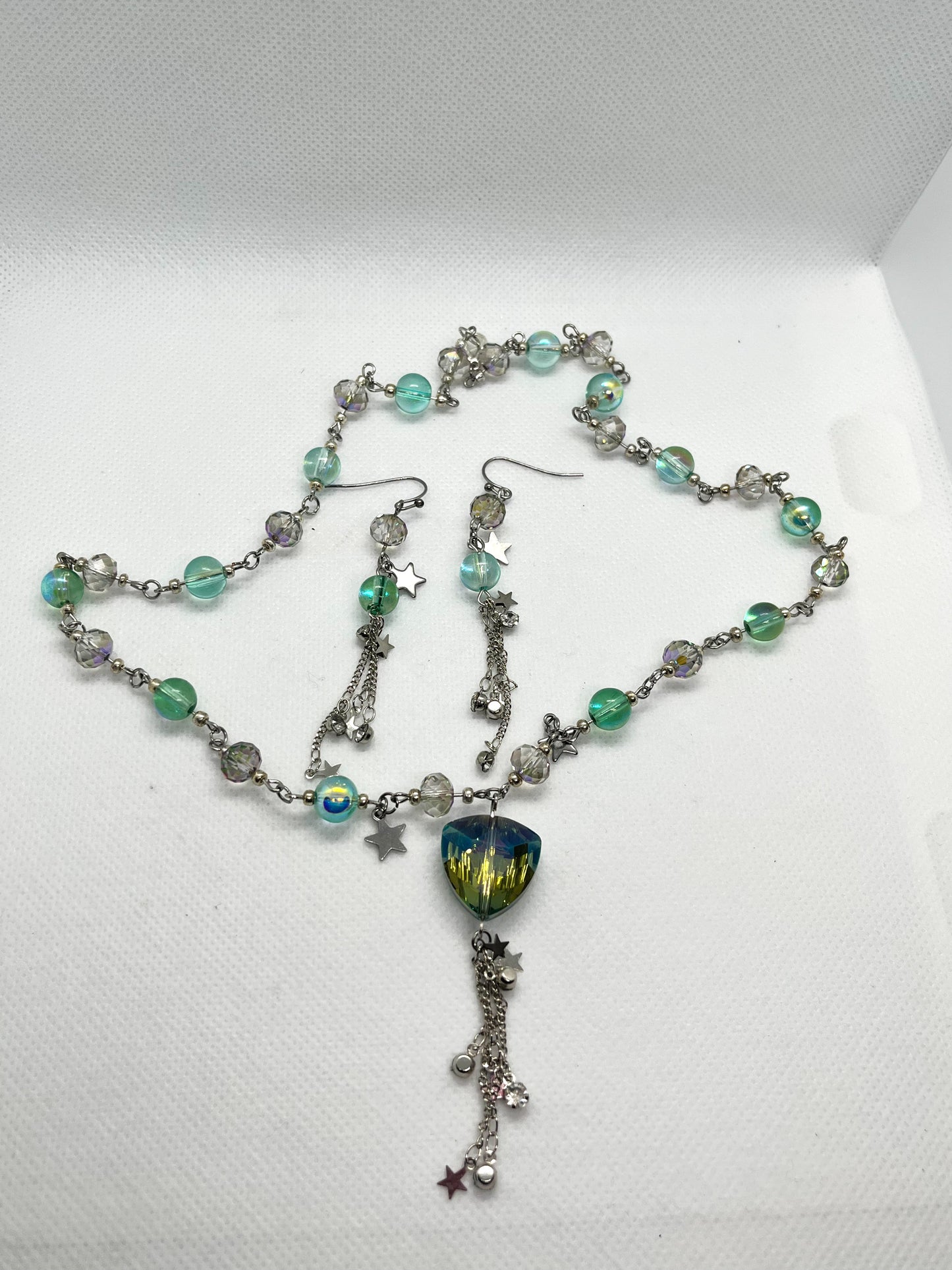 Nebula in Green Necklace & Earring Set