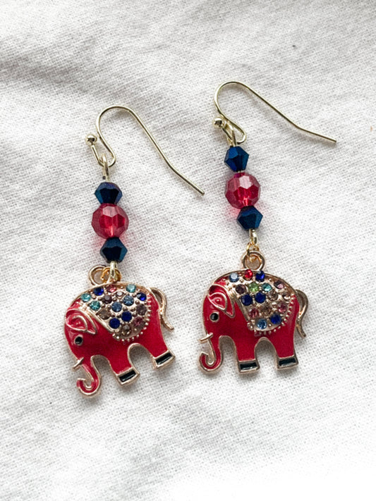 Red Elephant Earrings