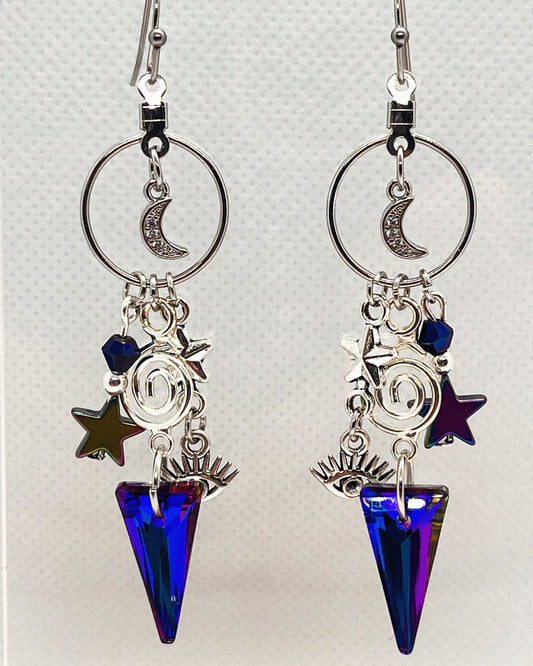 Purple Pyramid Earrings