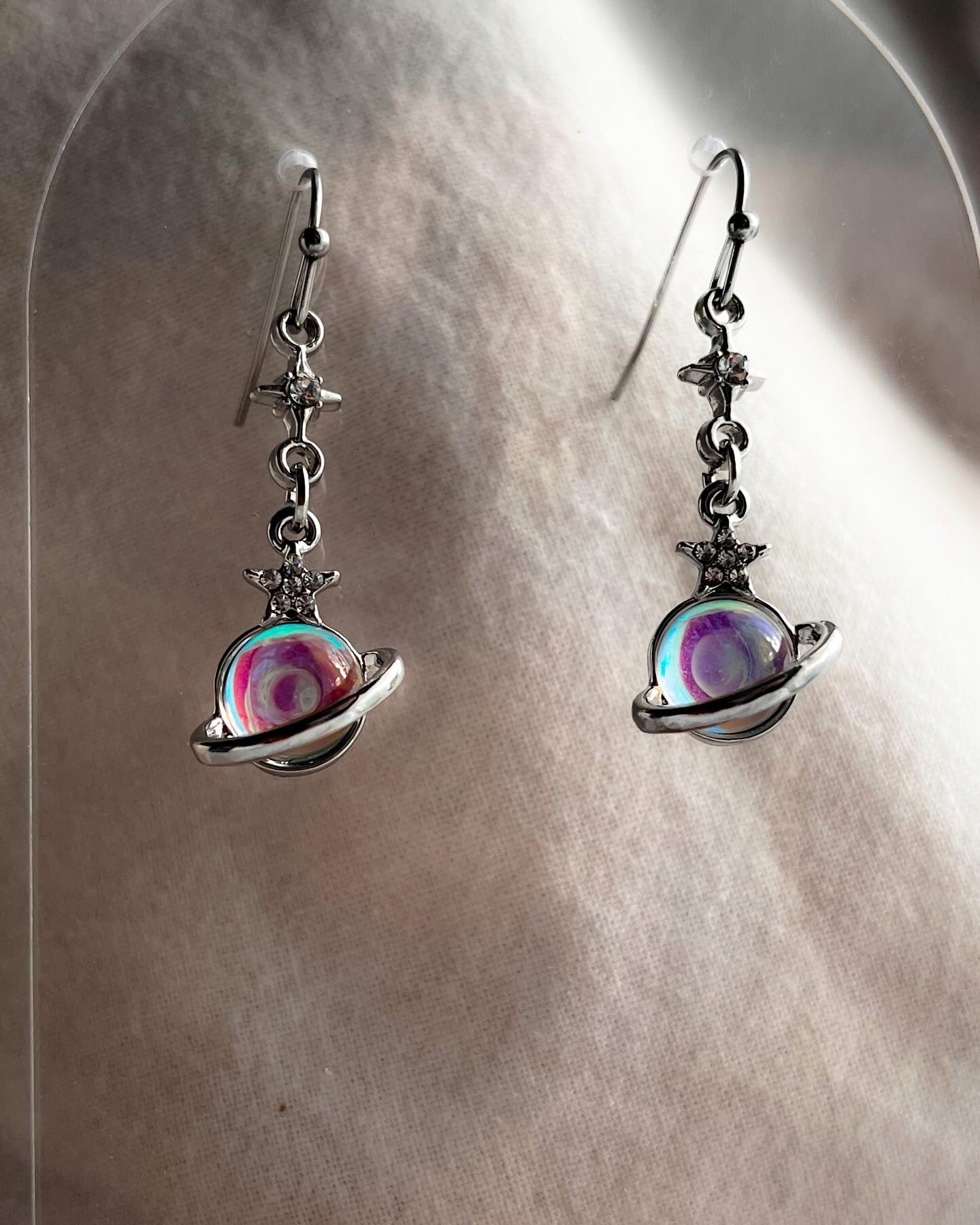 Iridescent Saturn Earrings