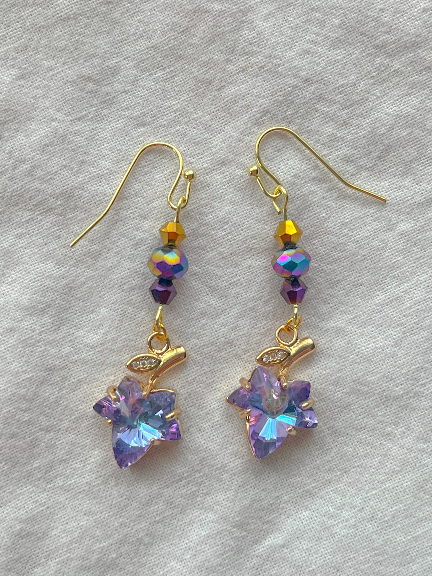 Purple Maple Leaf Earrings