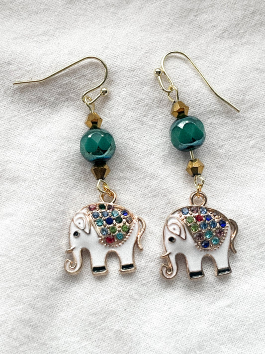 White Elephant Earrings