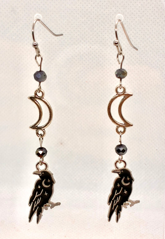 Moon Raven Earrrings