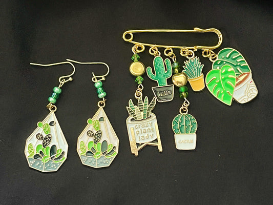 Plant Lady Brooch & Earrings