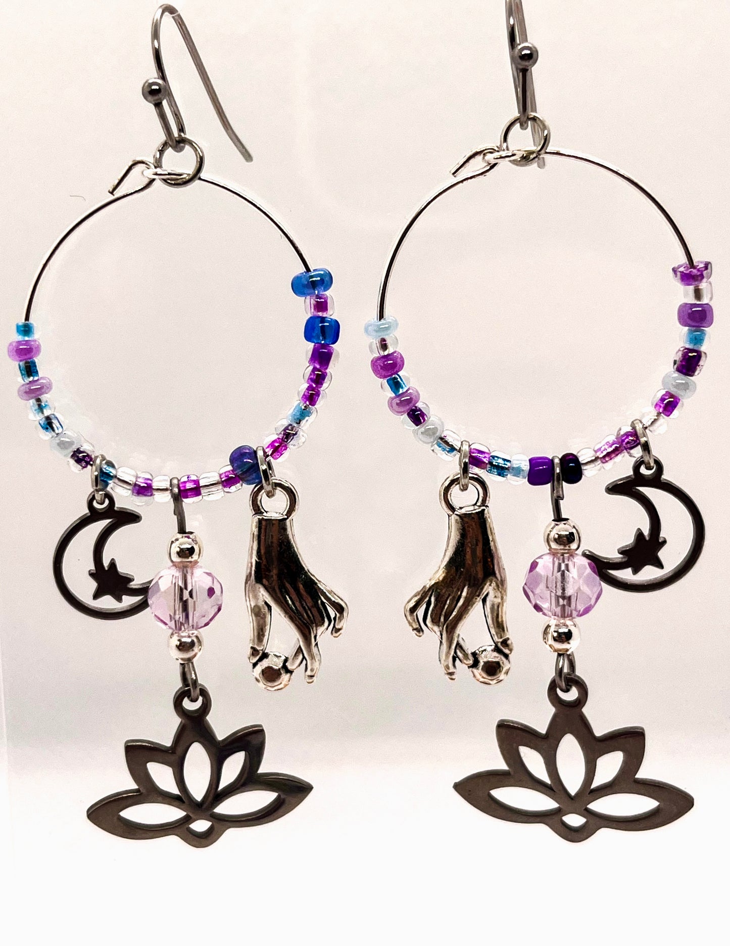 Beaded Lotus Hoops