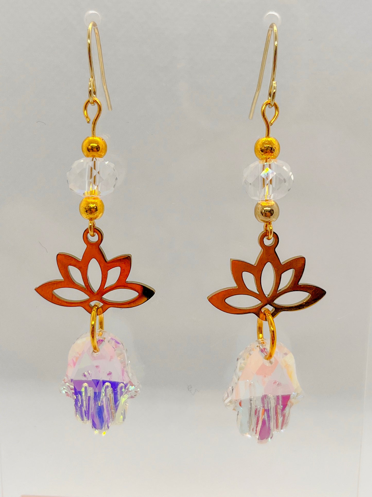 Hamsa Lotus Earrings