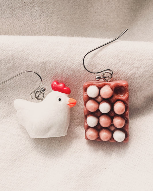 Chicken and Egg Carton Earrings