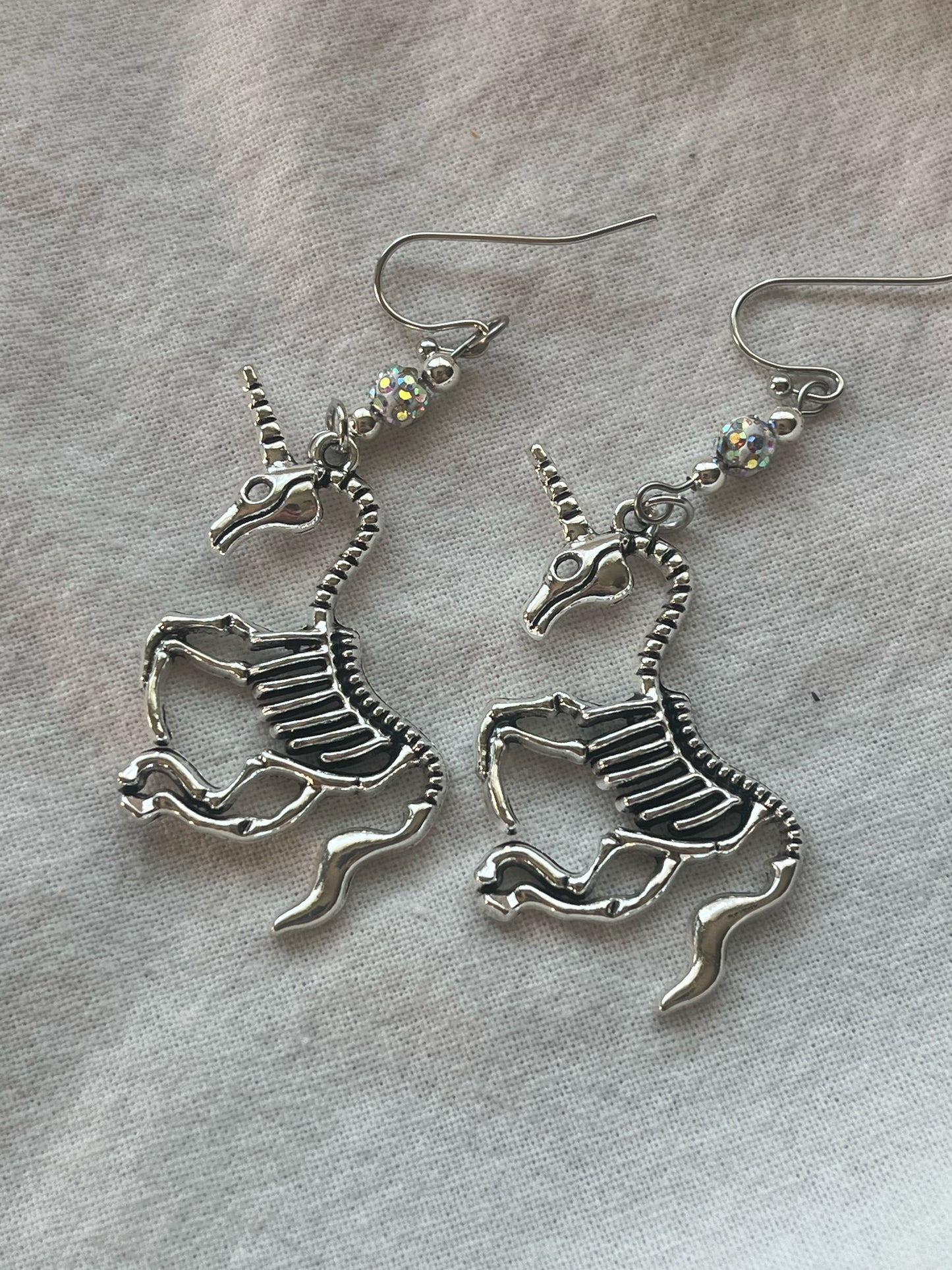 Unicorn Skeleton Earrings