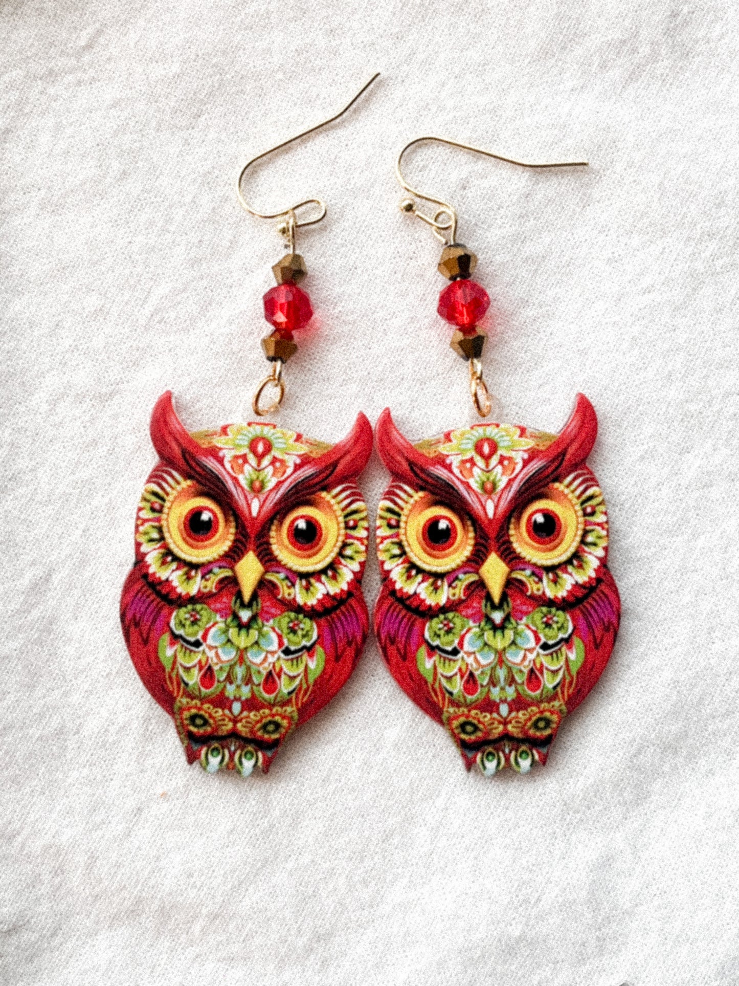 Red Owl Earrings