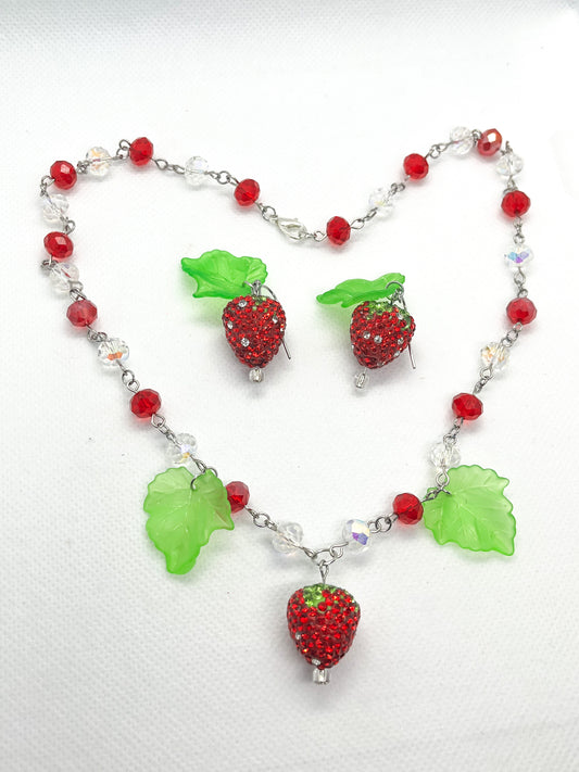 Strawberry Necklace and Earring Set