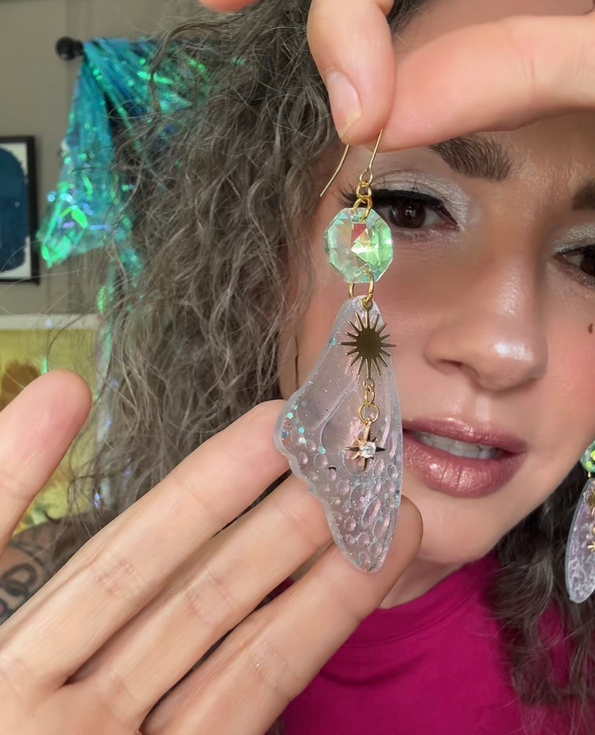 Iridescent Wing Earrings