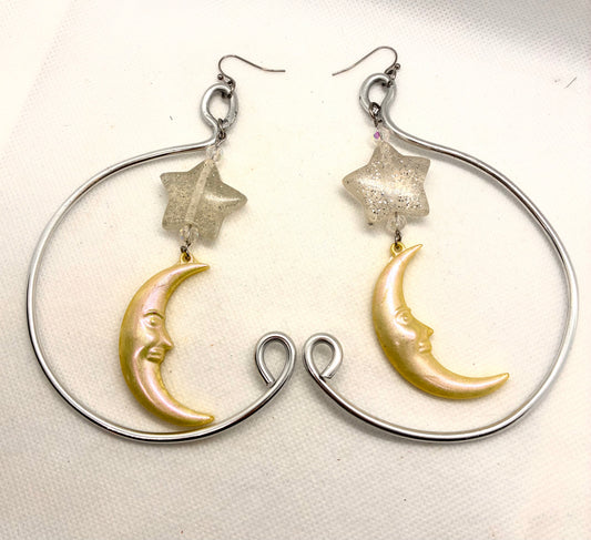 Moon Hoop Earrings