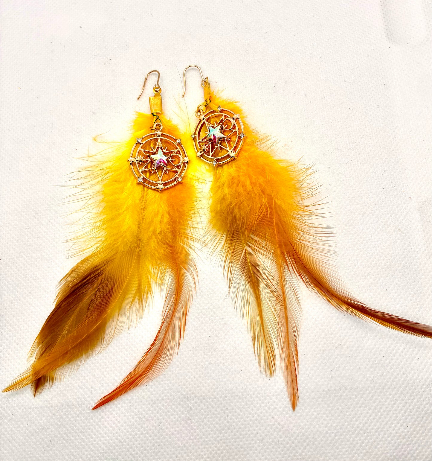 Yellow Feather Earrings