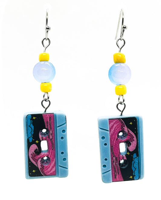 Blue Cassette Earrings