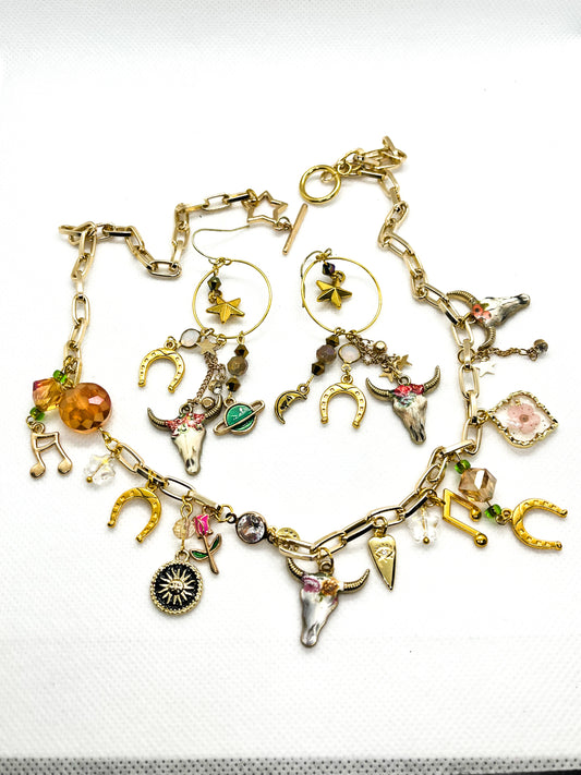 Cosmic Cowgirl Charm Necklace& Earring Set