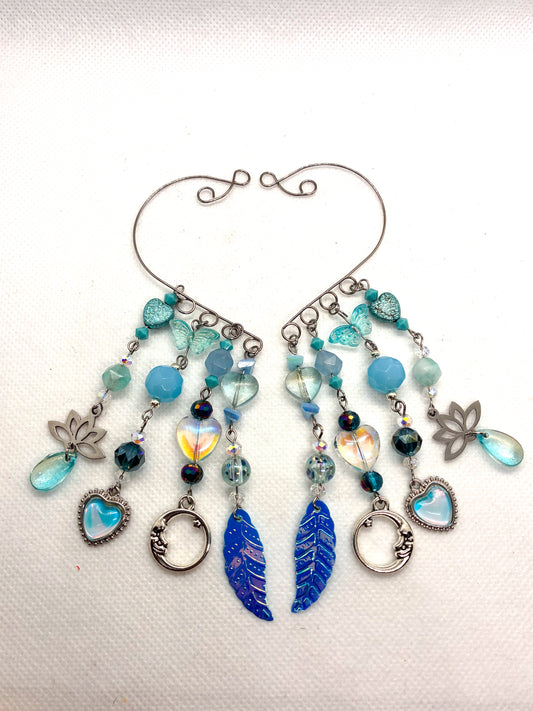 Earcuffs, designer jewelry, aqua earrings, earrings